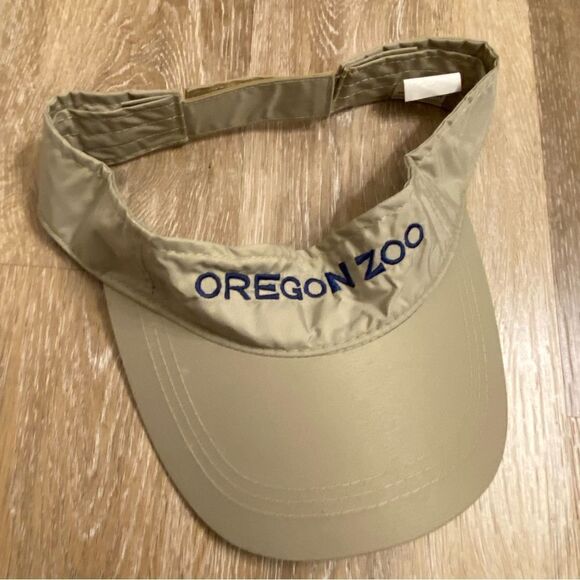J Hats vintage tan khaki beige visor 100% nylon Oregon Zoo adult Hat - Picture 1 of 4